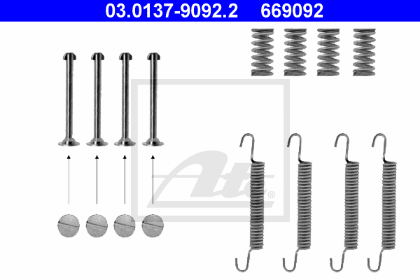 ATE 03.0137-9092.2 Kit accessori, Ganasce freno stazionamento-Kit accessori, Ganasce freno stazionamento-Ricambi Euro