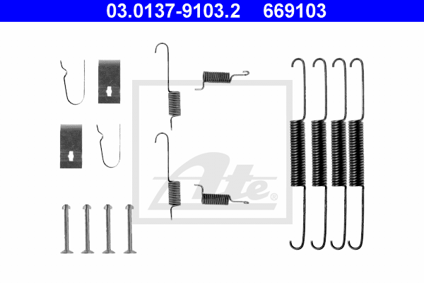 ATE 03.0137-9103.2 Kit accessori, Ganasce freno