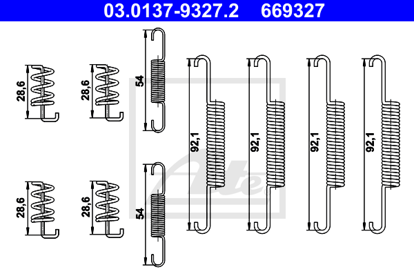 ATE 03.0137-9327.2 Kit accessori, Ganasce freno stazionamento-Kit accessori, Ganasce freno stazionamento-Ricambi Euro