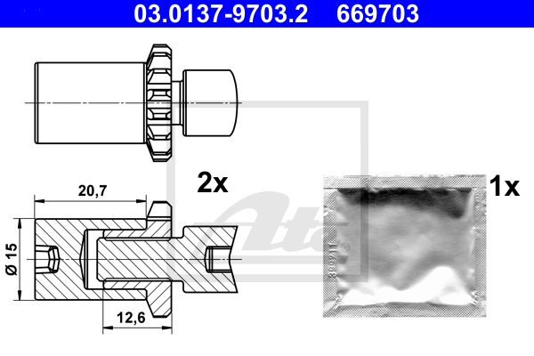 ATE 03.0137-9703.2 Kit accessori, Ganasce freno stazionamento