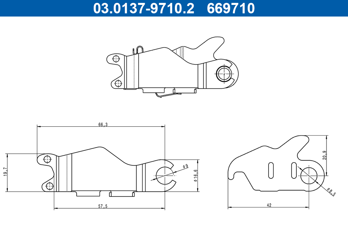 ATE 03.0137-9710.2 Spreizschloss Zubehörsatz, Feststellbremsbacken
