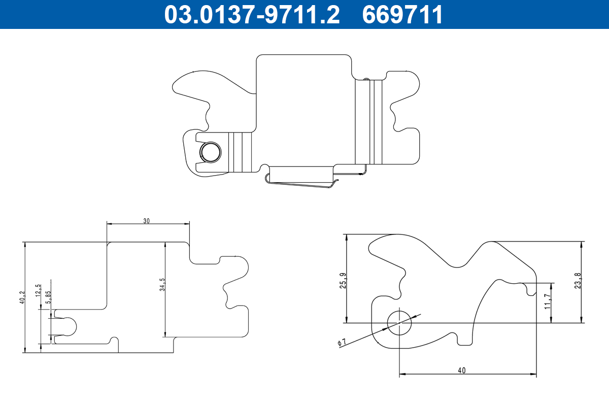 ATE 03.0137-9711.2 Spreizschloss Zubehörsatz, Feststellbremsbacken