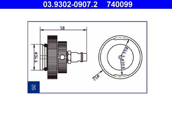 ATE 03.9302-0907.2 Entlüfterstutzen