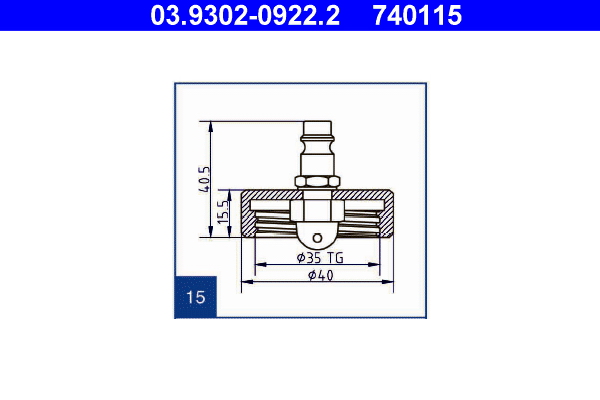 ATE 03.9302-0922.2 Entlüfterstutzen