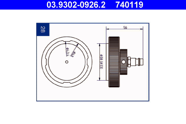 ATE 03.9302-0926.2 Entlüfterstutzen
