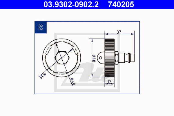 ATE 03.9302-0902.2 Bocchettone sfiatatoio