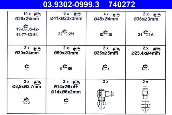 ATE 03.9302-0999.3 Dichtungssatz, Anschlussadapter (Entlüftungsgerät)