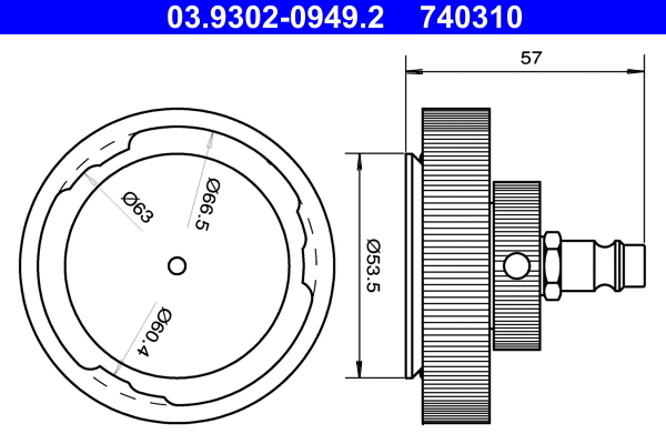 ATE 03.9302-0949.2 Entlüfterstutzen