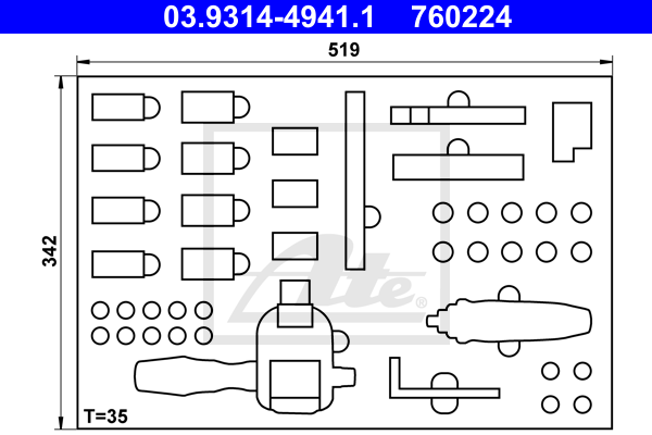 ATE 03.9314-4941.1 Ripiano, Cassetto (Carrello portautensili)