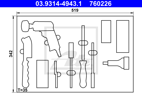 ATE 03.9314-4943.1 Ripiano, Cassetto (Carrello portautensili)