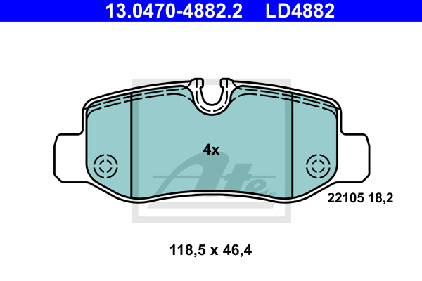 ATE 13.0470-4882.2 Kit pastiglie freno, Freno a disco-Kit pastiglie freno, Freno a disco-Ricambi Euro