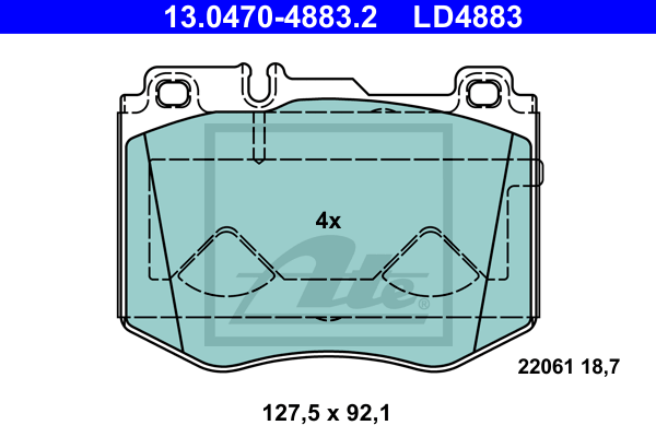 ATE 13.0470-4883.2 Kit pastiglie freno, Freno a disco