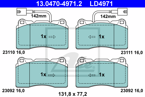 ATE 13.0470-4971.2 Kit pastiglie freno, Freno a disco