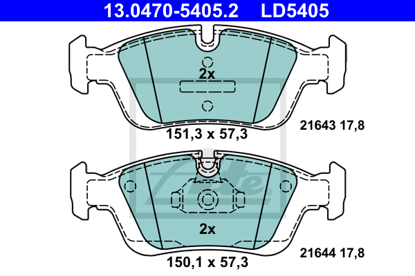 ATE 13.0470-5405.2 Kit pastiglie freno, Freno a disco-Kit pastiglie freno, Freno a disco-Ricambi Euro