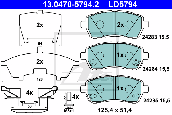 ATE 13.0470-5794.2 Kit pastiglie freno, Freno a disco-Kit pastiglie freno, Freno a disco-Ricambi Euro