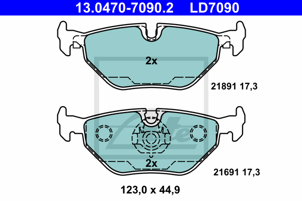 ATE 13.0470-7090.2 Kit pastiglie freno, Freno a disco