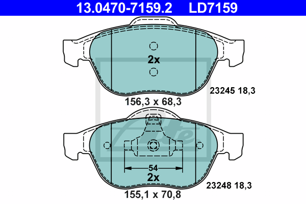 ATE 13.0470-7159.2 Kit pastiglie freno, Freno a disco