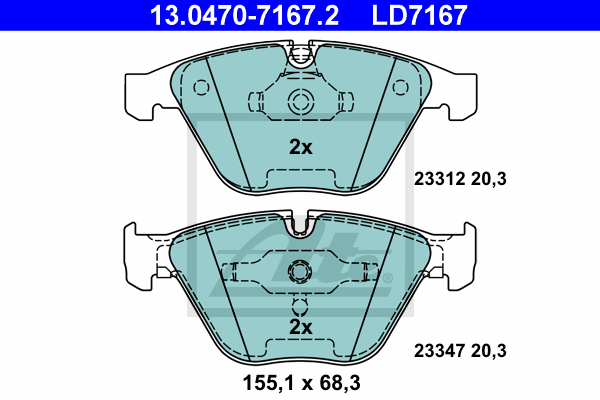 ATE 13.0470-7167.2 Kit pastiglie freno, Freno a disco