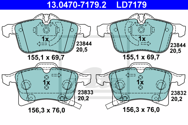 ATE 13.0470-7179.2 Kit pastiglie freno, Freno a disco