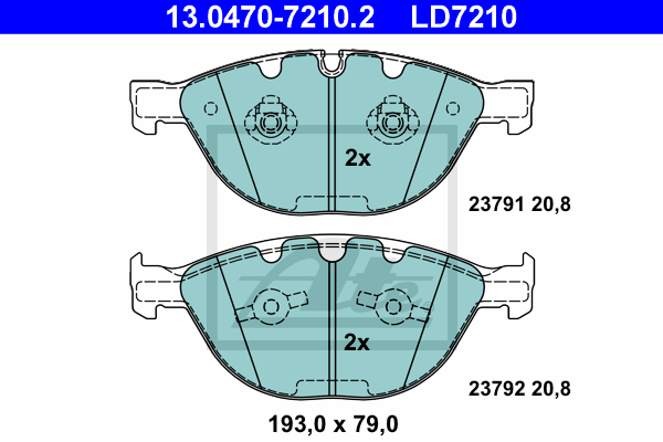 ATE 13.0470-7210.2 Kit pastiglie freno, Freno a disco-Kit pastiglie freno, Freno a disco-Ricambi Euro