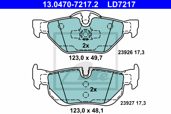 ATE 13.0470-7217.2 Kit pastiglie freno, Freno a disco