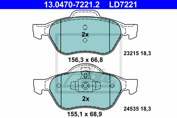 ATE 13.0470-7221.2 Kit pastiglie freno, Freno a disco-Kit pastiglie freno, Freno a disco-Ricambi Euro