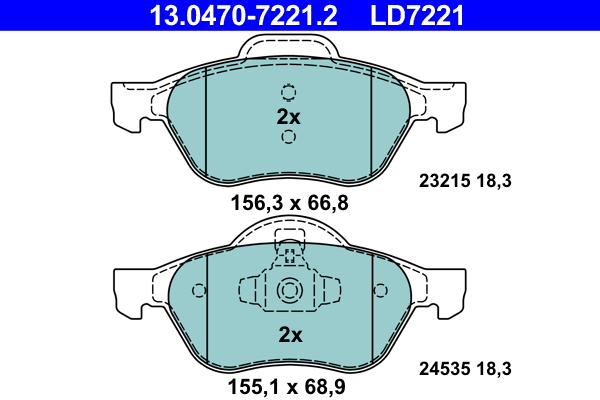 ATE 13.0470-7221.2 ATE Ceramic Bremsbelagsatz, Scheibenbremse