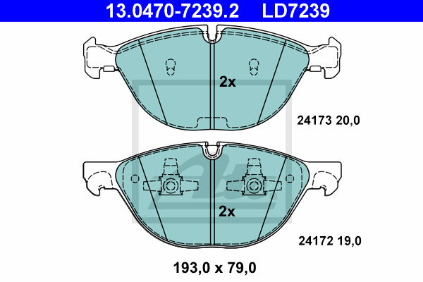 ATE 13.0470-7239.2 Kit pastiglie freno, Freno a disco