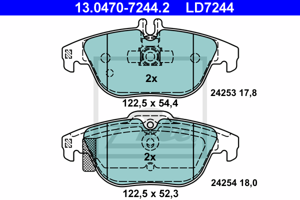 ATE 13.0470-7244.2 Kit pastiglie freno, Freno a disco-Kit pastiglie freno, Freno a disco-Ricambi Euro