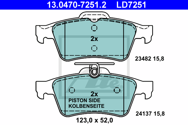 ATE 13.0470-7251.2 Kit pastiglie freno, Freno a disco