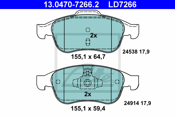 ATE 13.0470-7266.2 Kit pastiglie freno, Freno a disco