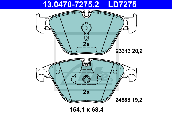 ATE 13.0470-7275.2 Kit pastiglie freno, Freno a disco