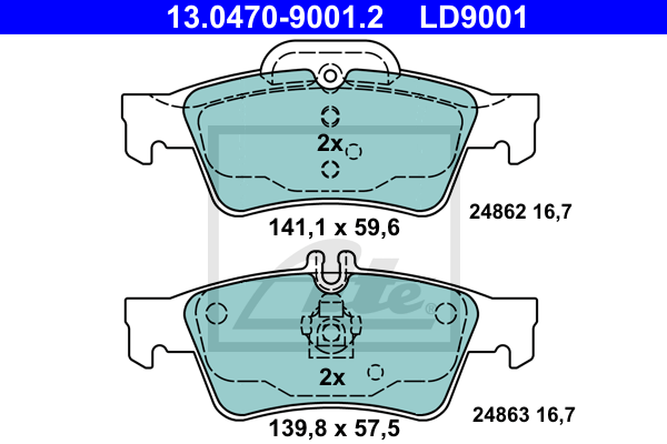 ATE 13.0470-9001.2 Kit pastiglie freno, Freno a disco-Kit pastiglie freno, Freno a disco-Ricambi Euro