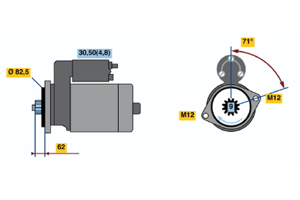 BOSCH 0 001 125 607 Motorino d'avviamento