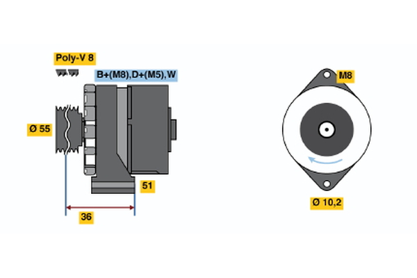 BOSCH 0 120 484 051 Alternatore-Alternatore-Ricambi Euro