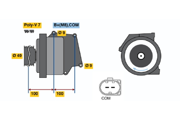 BOSCH 0 122 0AA 2C0 Alternator