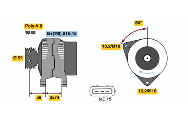 BOSCH 0 986 041 080 Alternator