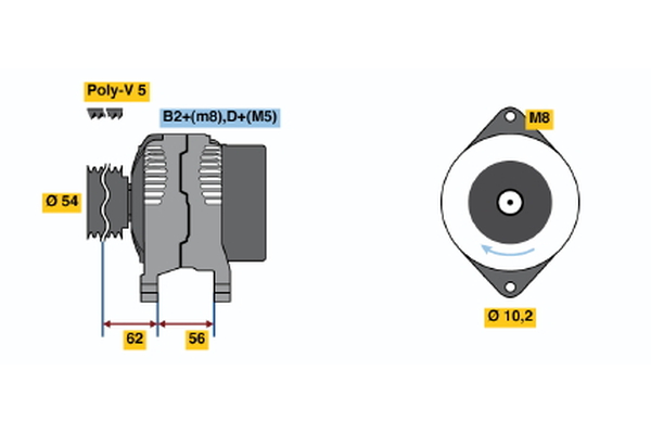 BOSCH 0 124 225 050 Alternator