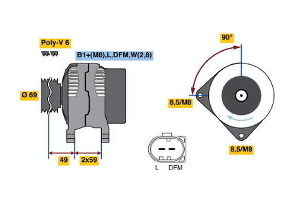 BOSCH 0 124 325 022 Γεννήτρια for MERCEDES-BENZ VW