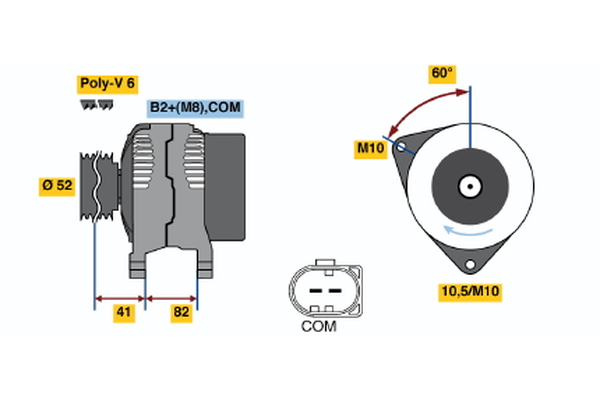 BOSCH 0 124 525 106 Alternatore-Alternatore-Ricambi Euro