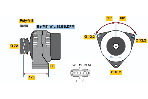 BOSCH 0 124 555 002 Alternator