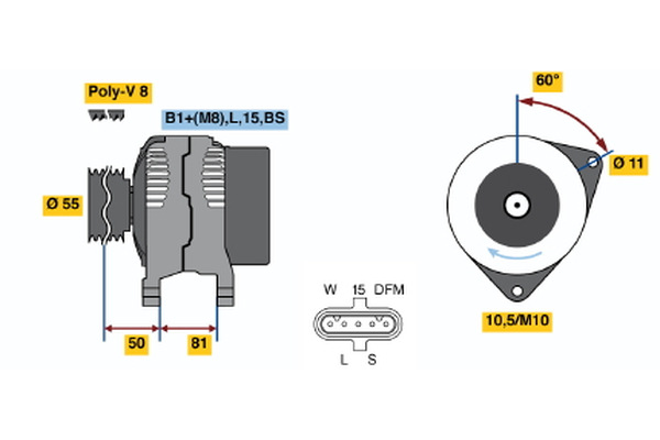 BOSCH 0 124 555 005 Alternator