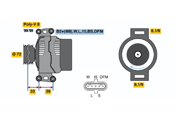 BOSCH 0 124 555 008 Alternator