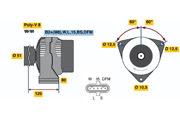 BOSCH 0 124 555 016 Γεννήτρια