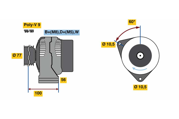 BOSCH 0 124 615 057 Alternatore