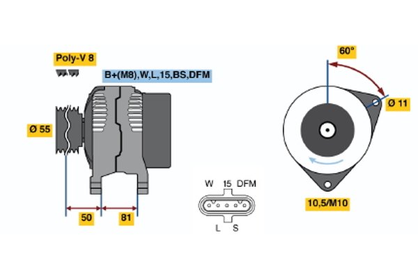 BOSCH 0 124 655 030 Alternator