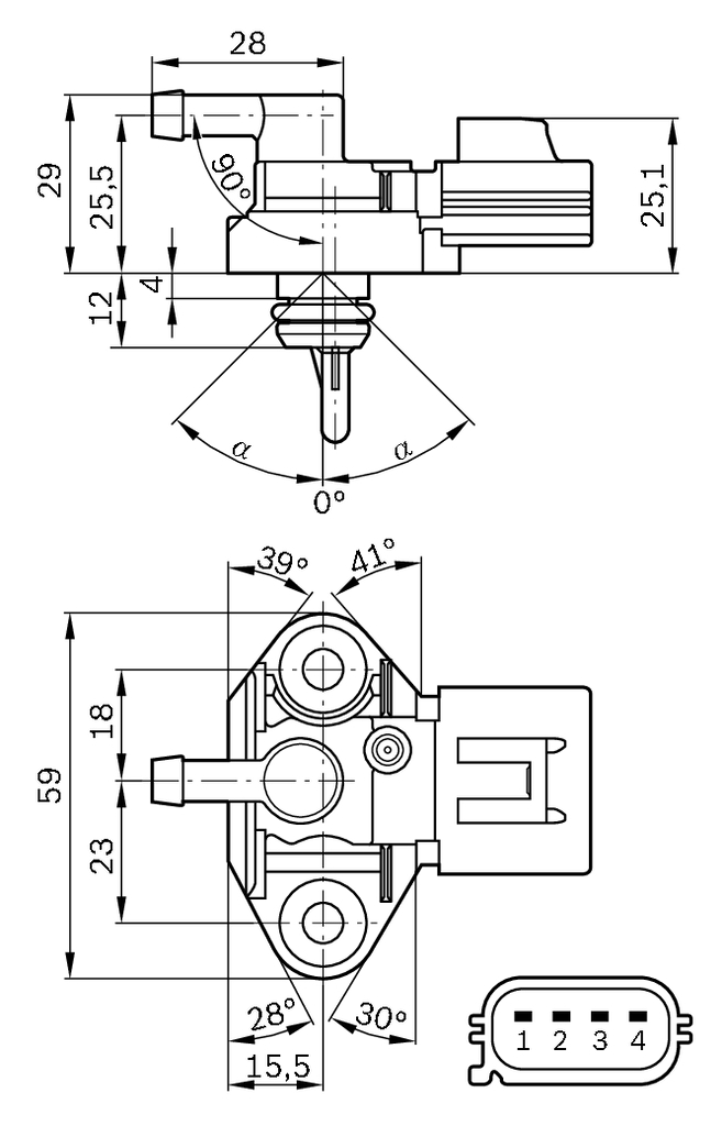 BOSCH 0 261 230 093 Sensore, Pressione carburante