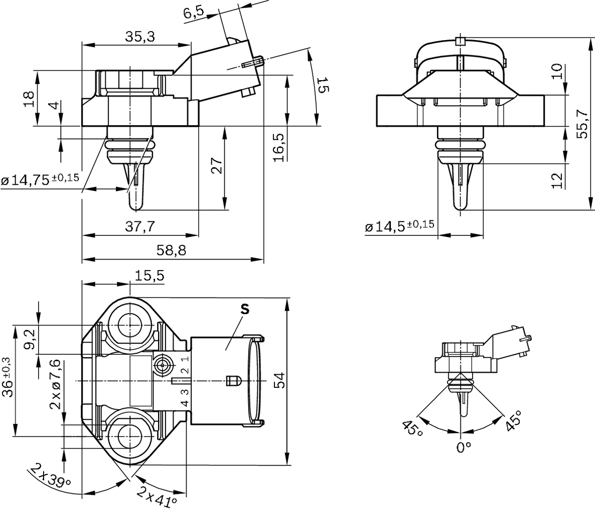 BOSCH 0 261 230 145 Sensore, Temperatura carburante