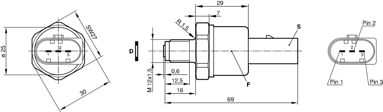 BOSCH 0 281 002 238 Sensor, fuel pressure for AUDI SMART VW