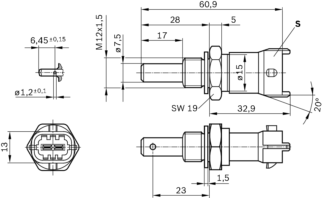 BOSCH 0 281 002 704 Sensore, Temperatura refrigerante